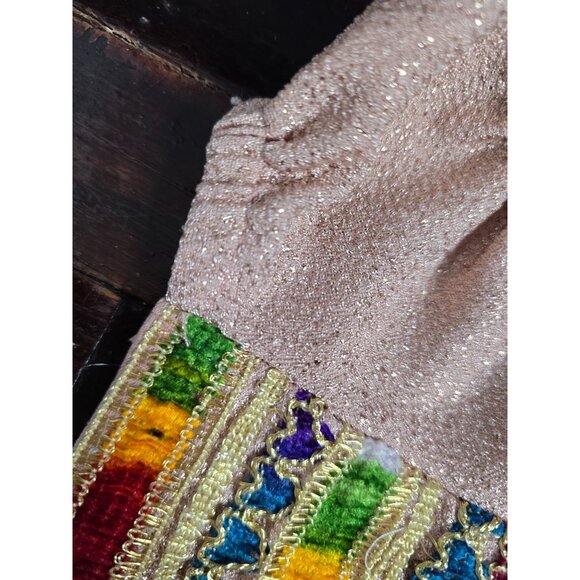 Vintage Handmade Bohemian Pink Glitter Embroidered Dress - Picture 5 of 15